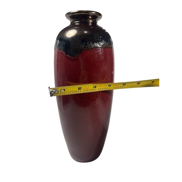 Pottery Vase Glossy Glaze Vase Table Top Home Decor Copper Maroon Red Art Deco - Picture 8 of 11